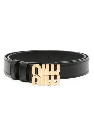 MIU MIU BLACK GOLDEN BUCKLE BELT