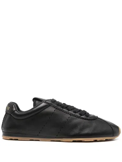 Miu Miu Black Lace Up Sneakers