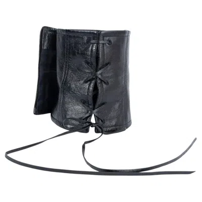 Pre-owned Miu Miu Black Leather 2019 Lace-up Wide Waist Belt