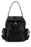 Miu Miu Leather Backpack With Front And Side Pockets