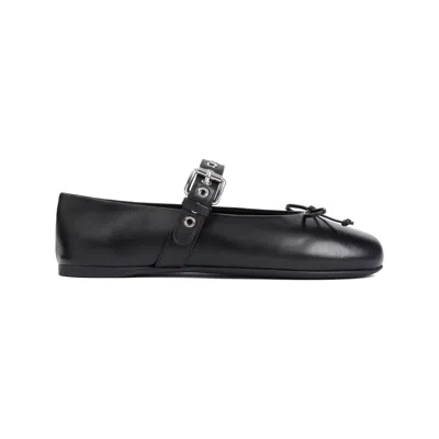 MIU MIU MIU MIU BLACK LEATHER BALLERINAS