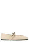Miu Miu Off White Buckle Strap Ballet Flats