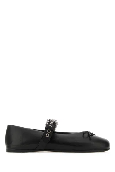 Miu Miu Black Leather Ballerinas