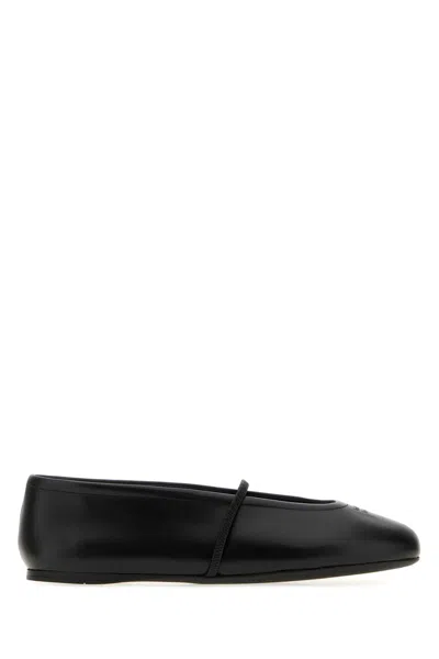 Miu Miu -inspired Leather Ballerina Flats In Black