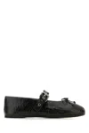 Miu Miu Leather Mary Jane Ballerina Flats In Ebano