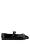Miu Miu Calf Leather Ballet Flats In Nero