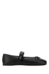 MIU MIU BLACK LEATHER BALLERINAS