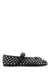 Miu Miu Studded Leather Ballerina Shoes In Nero