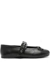 Miu Miu Leather Mary Jane Ballerina Flats In Black