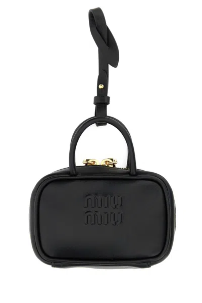MIU MIU BLACK LEATHER BEAU KEYRING