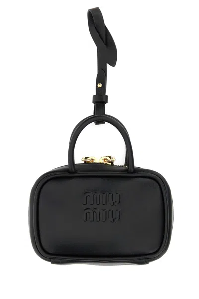 MIU MIU BLACK LEATHER BEAU KEYRING NECESSAIRE