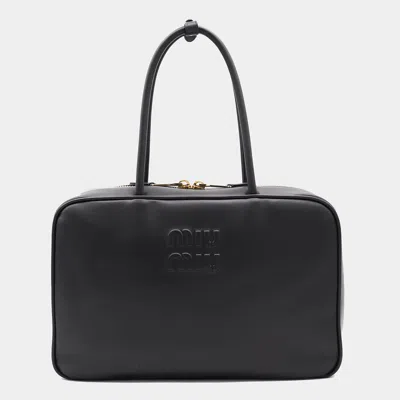 Miu Miu Black Leather Beau Large Top Handle Bag