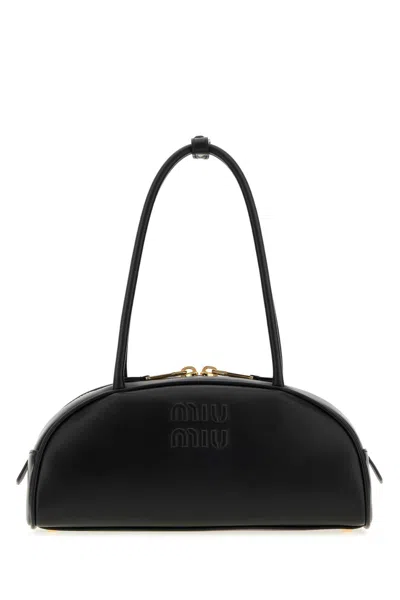 Miu Miu Black Leather Beau Shoulder Bag Nero Borse A Mano
