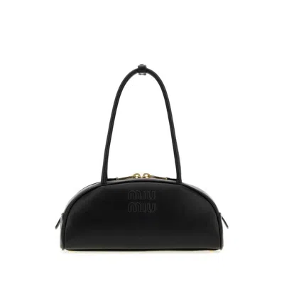 Miu Miu Black Leather Beau Shoulder Bag Nero Borse A Mano