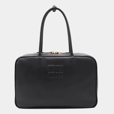 Miu Miu Black Leather Beau Top Handle Bag