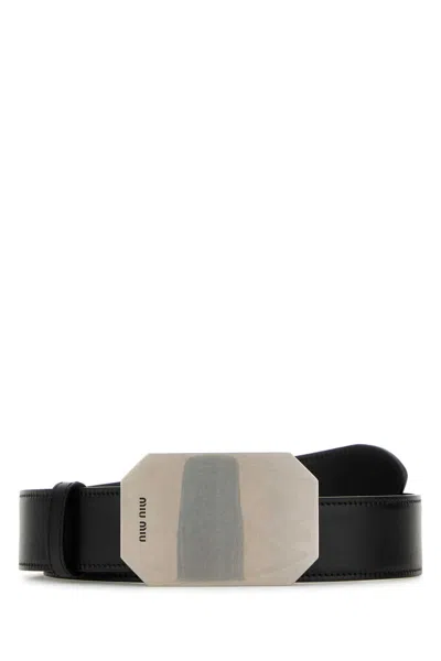 MIU MIU MIU MIU BLACK LEATHER BELT