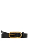 Miu Miu Adjustable Leather Belt Gold-tone Buckle In Black
