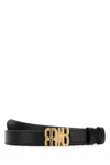 Miu Miu Leather Belt With Adjustable Length And Single Loop In Black