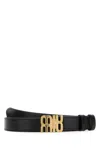 Miu Miu Black Leather Belt In Pattern