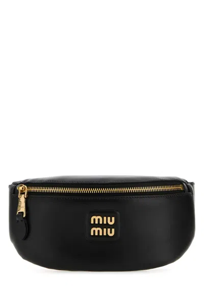 Miu Miu Black Leather Belt Bag In Nero