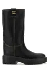 Miu Miu Stylish Leather Boots Featuring Chunky Sole In Black