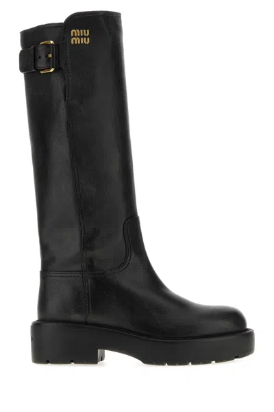 Miu Miu Black Leather Boots
