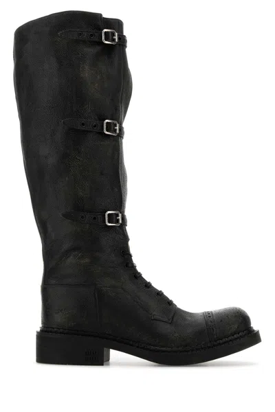 Miu Miu Multi-buckle Leather Boots In Black