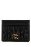 Miu Miu Black Leather Card Holder In Black