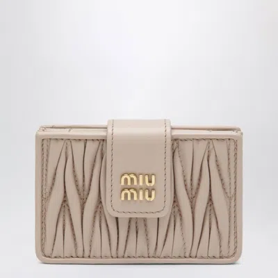 Miu Miu Black Leather Card Holder In Neutral