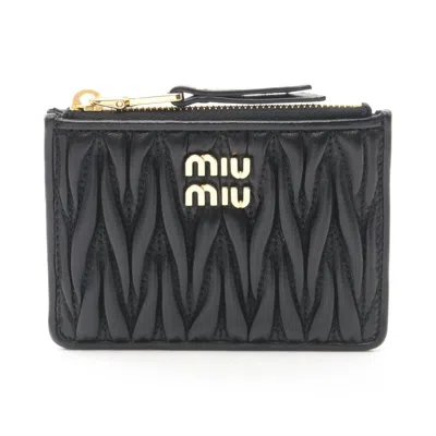 Pre-owned Miu Miu Black Leather Coin Purse/coin Case ()