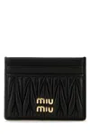 Miu Miu Quilted Black Lamb Leather Compact Wallet In Black