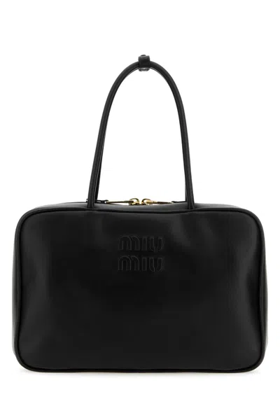 Miu Miu Black Leather Handbag In Nero