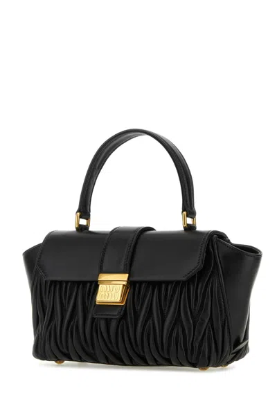 Miu Miu Black Leather Handbag In Nero