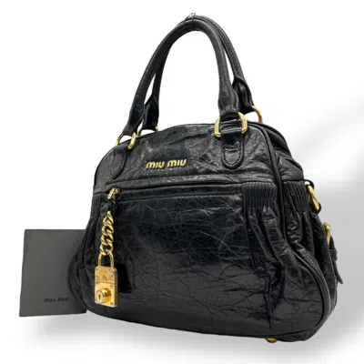 Pre-owned Miu Miu Black Leather Handbag Tote Bag ()