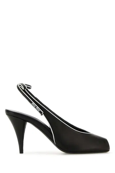 MIU MIU BLACK LEATHER HEELS
