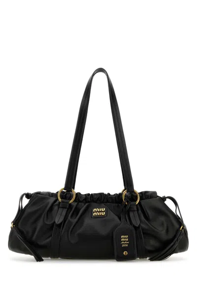 Miu Miu Black Leather Joie Shoulder Bag In Nero