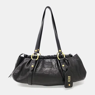 Pre-owned Miu Miu Black Leather Jua Nappa Bag