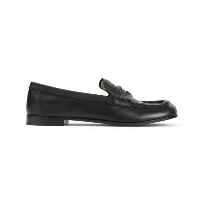 MIU MIU MIU MIU BLACK LEATHER LOAFERS