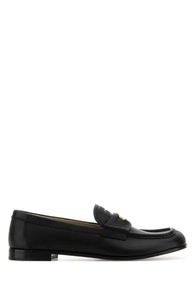 MIU MIU BLACK LEATHER LOAFERS