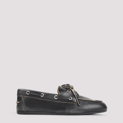 MIU MIU BLACK LEATHER LOAFERS