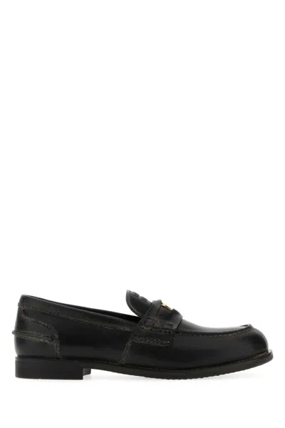 MIU MIU BLACK LEATHER LOAFERS