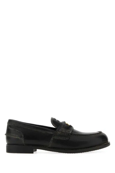 Miu Miu Black Leather Loafers