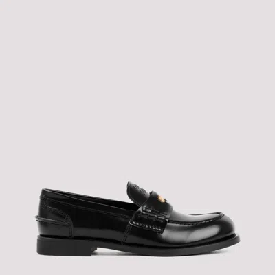 MIU MIU BLACK LEATHER LOAFERS