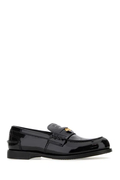 MIU MIU BLACK LEATHER LOAFERS