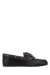 Miu Miu Unlined Bleached Leather Loafers In Nero