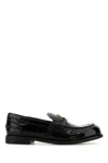 Miu Miu Two-tone Brushed Leather Penny Loafers In Nero