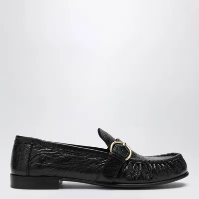 Miu Miu Black Leather Loafers With Crinkled Vintageeffect Finish