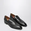 Miu Miu Black Leather Loafers With Logo In Black