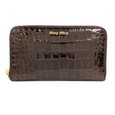 Pre-owned Miu Miu Black Leather Long Wallet (bi-fold) ()