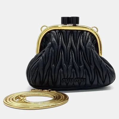 Pre-owned Miu Miu Black Leather Matrasse Miu Belle Mini Bag